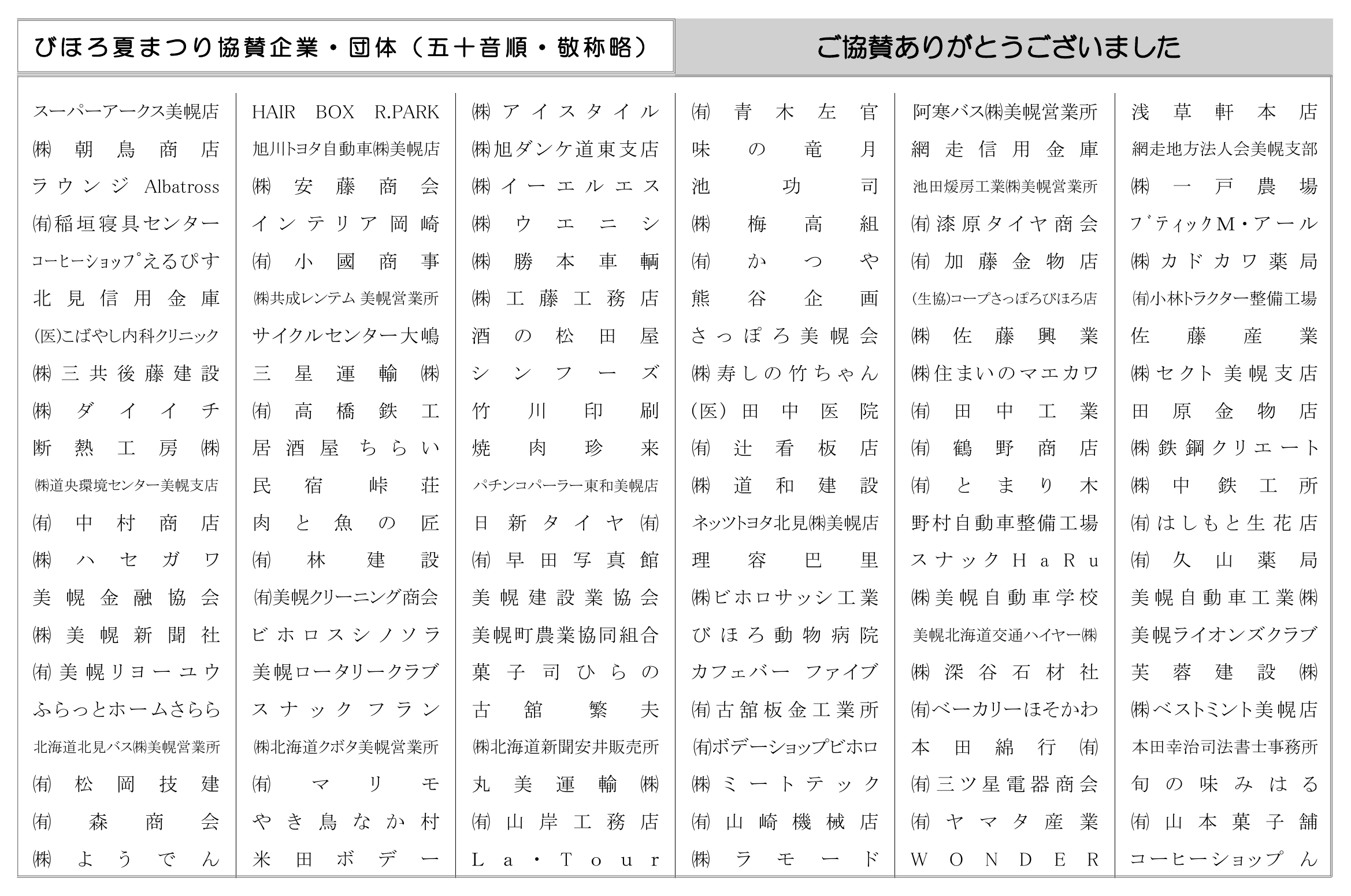 協賛企業一覧